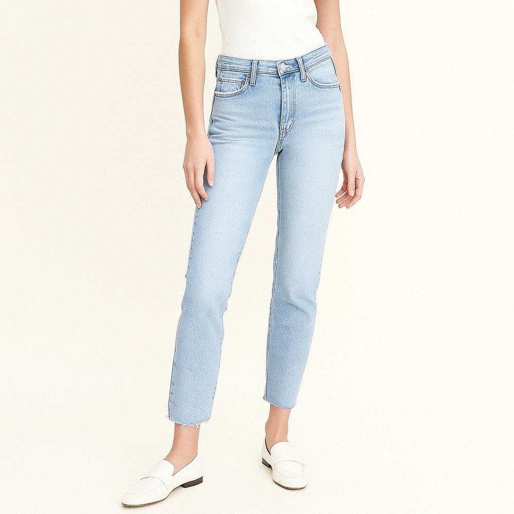 AGOLDE Lyle Sz 24 Midrise Fray Hem Ankle Jeans Women’s Stretch Light Raw Hem